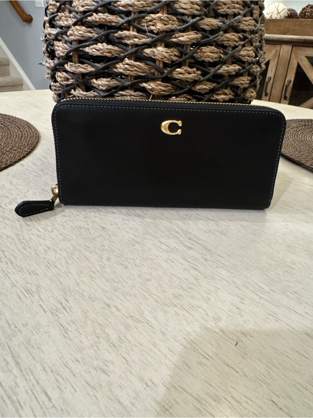 Coach Black Zip-Around Continental Wallet